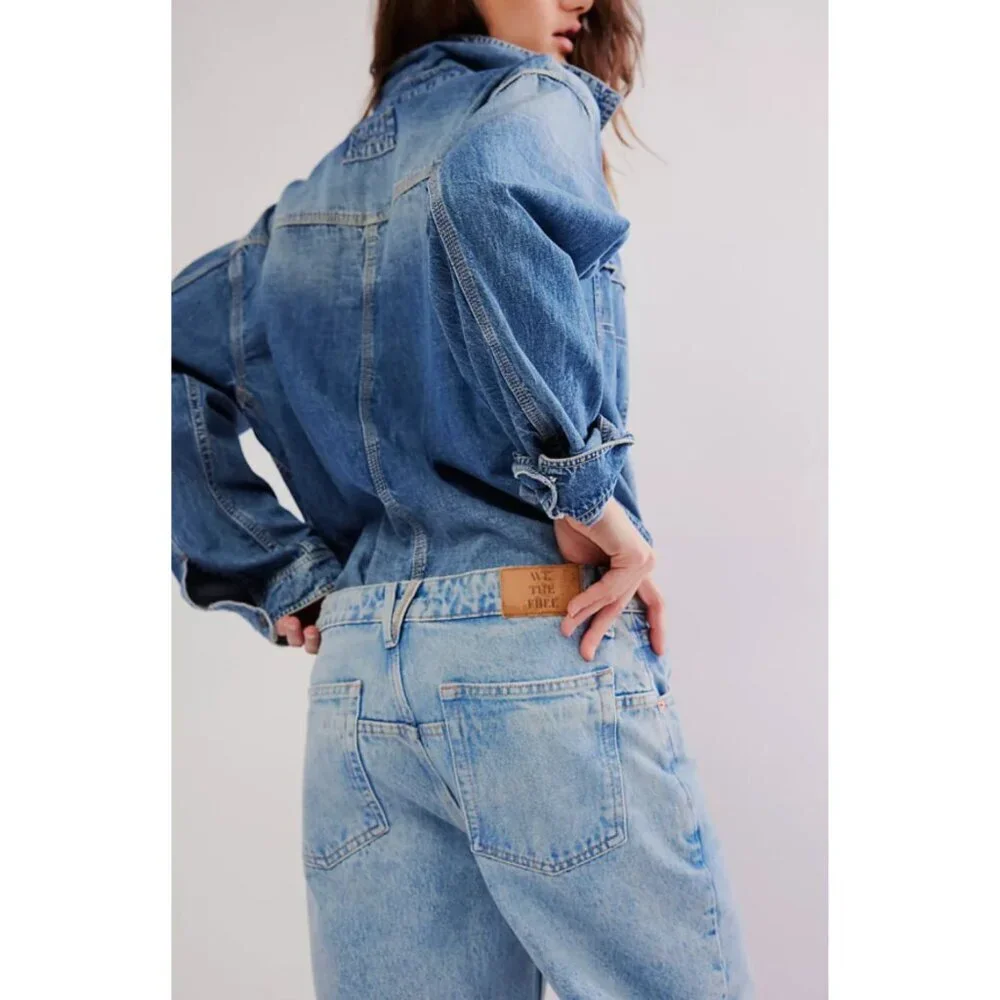 New! Free People We The Free Deep Trance Dropped Boyfriend Jeans 25 38801